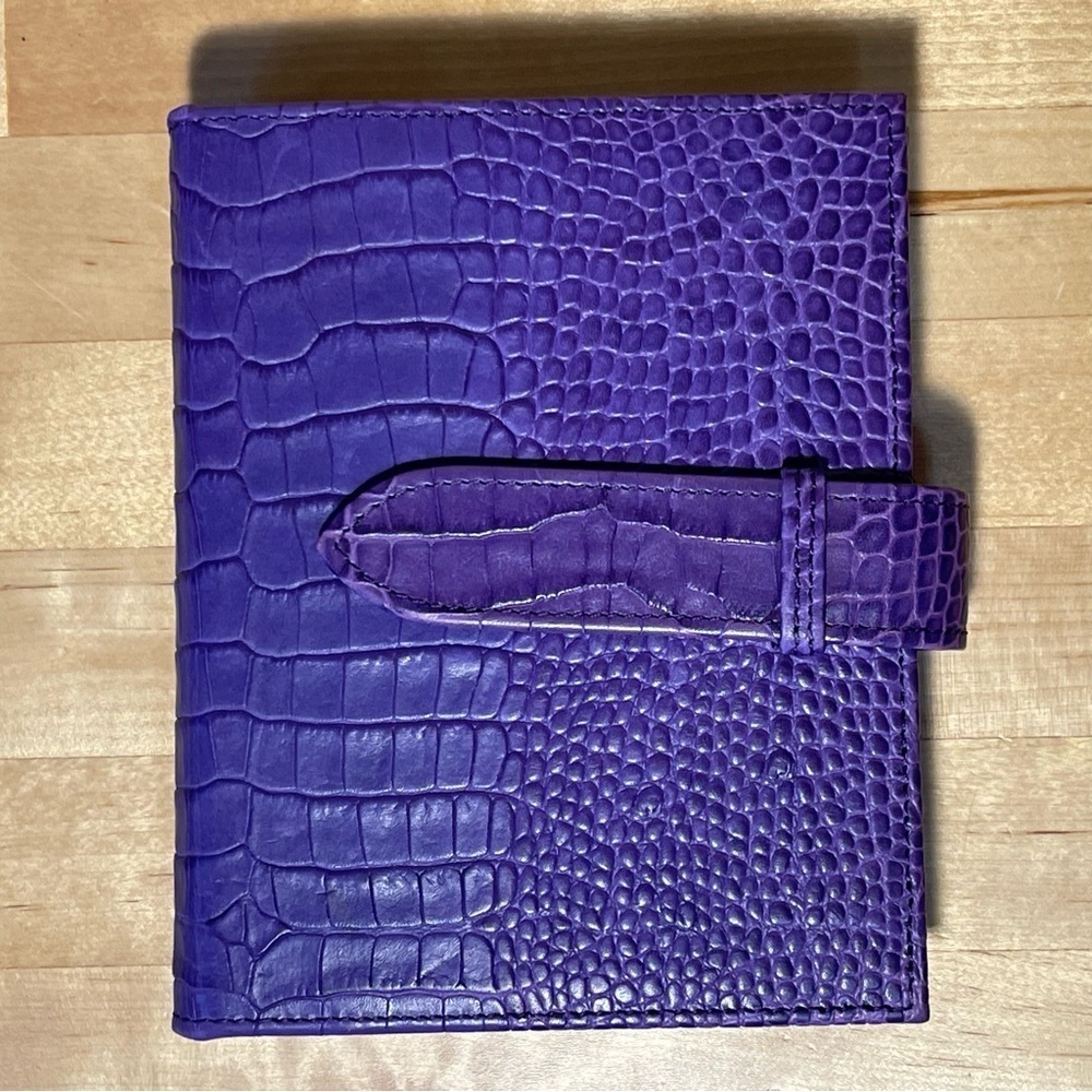 Smythson of Bond Street Bijou Organizer | Mara Purple Crocodile-Embossed Leather